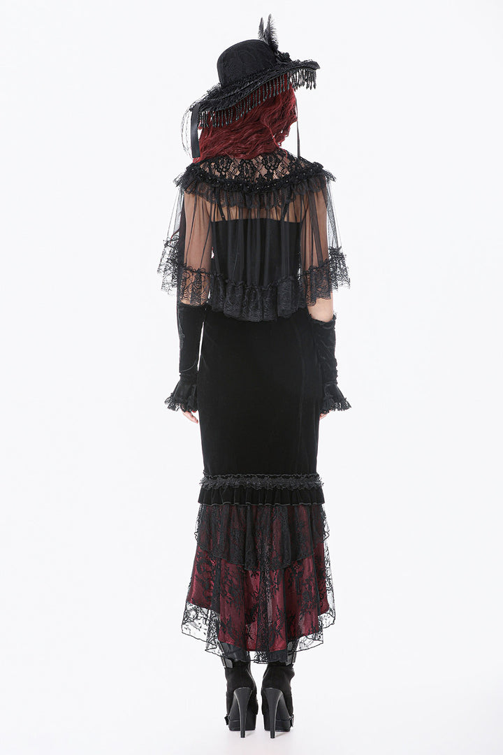 black velvet high-rise mermaid tail gothic skirt