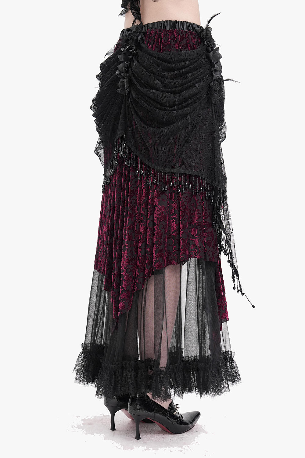 Draped in Darkness Beaded Maxi Skirt