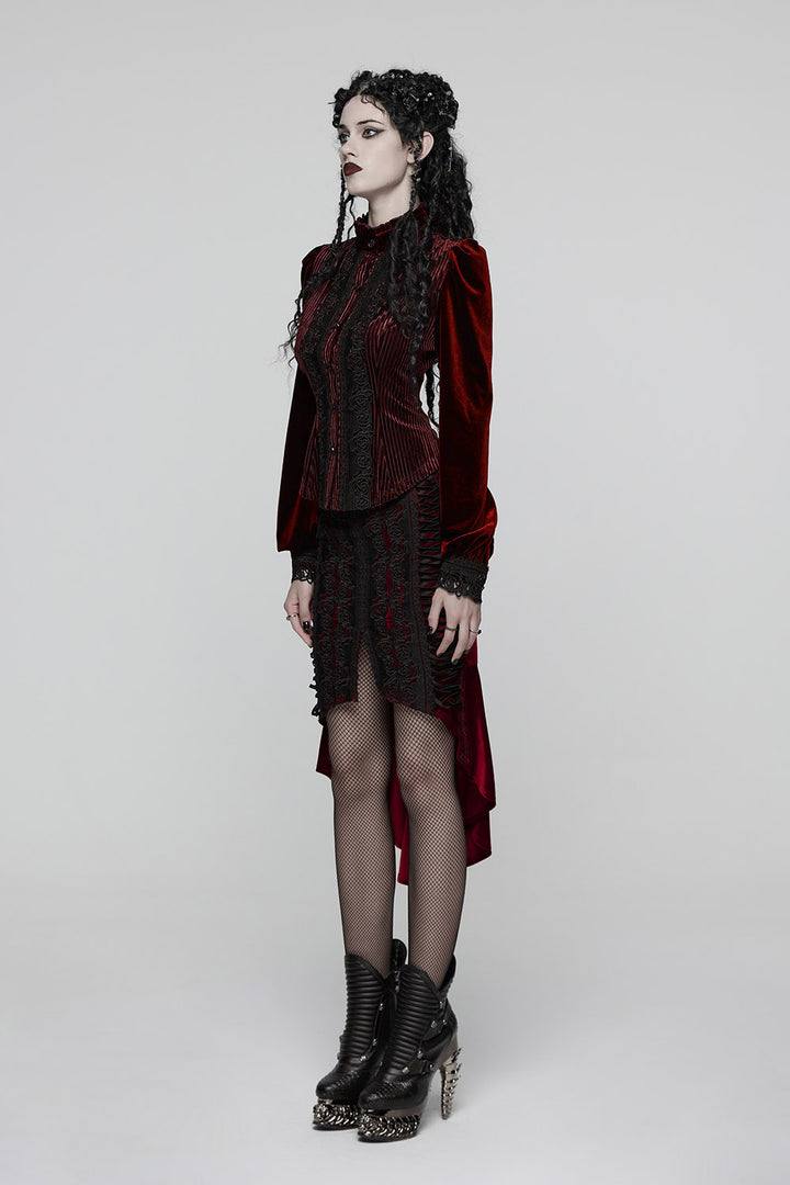 lace-up irregular asymmetric high-low hem skirt by punk rave