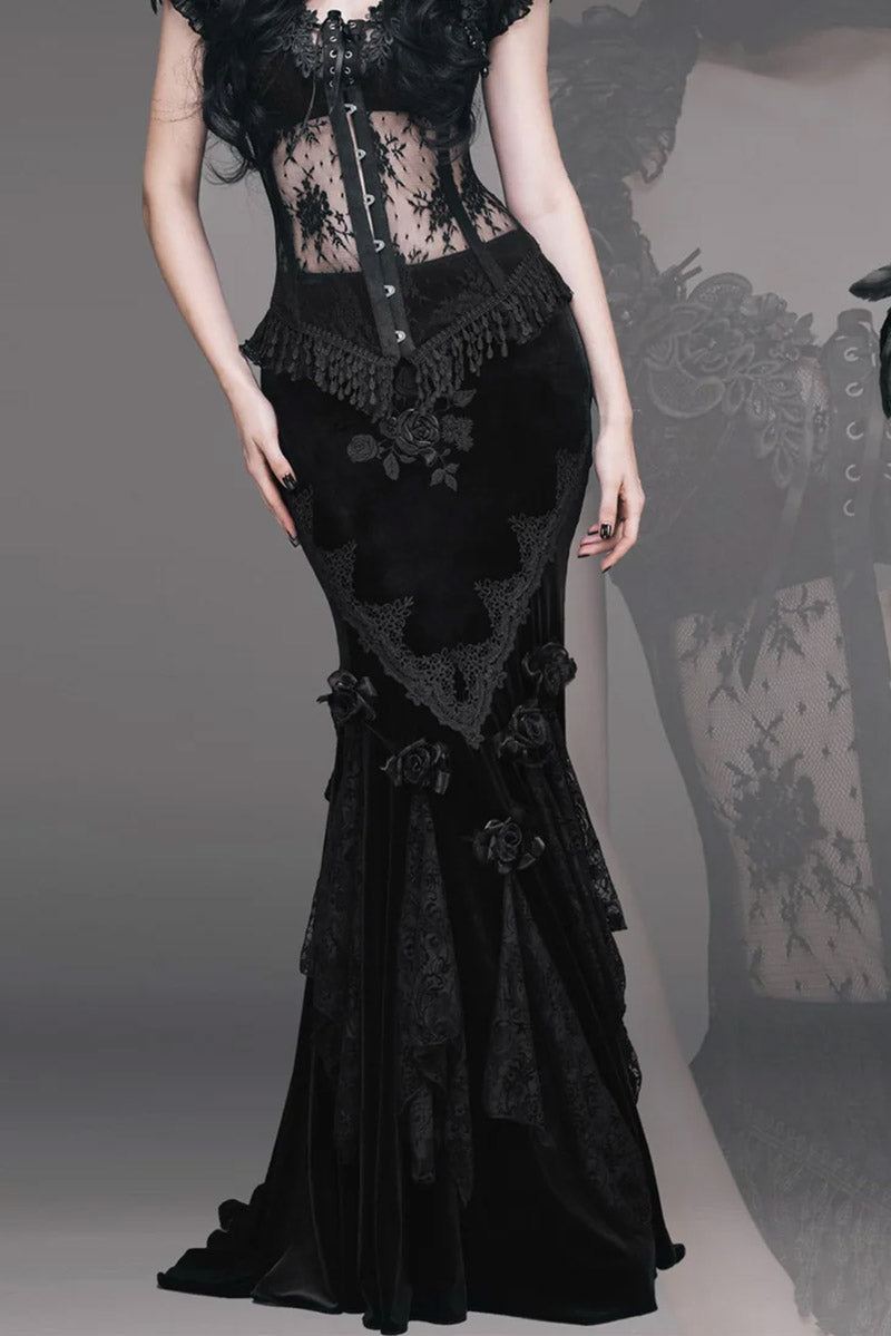 womens long gothic maxi skirt