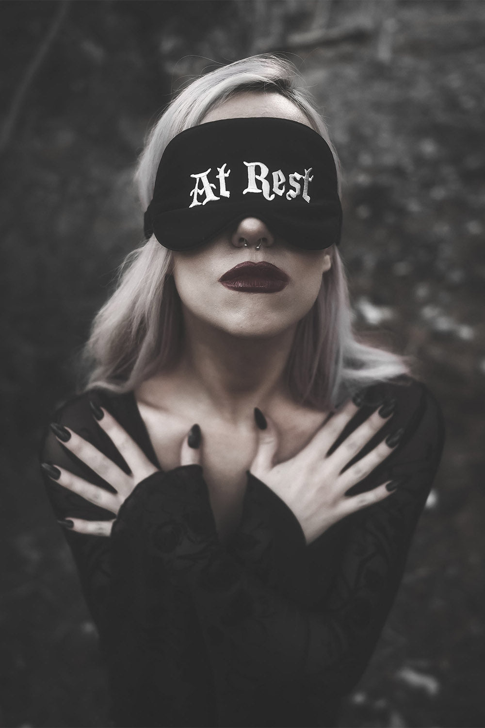 black vampire mulberry silk gothic sleeping mask