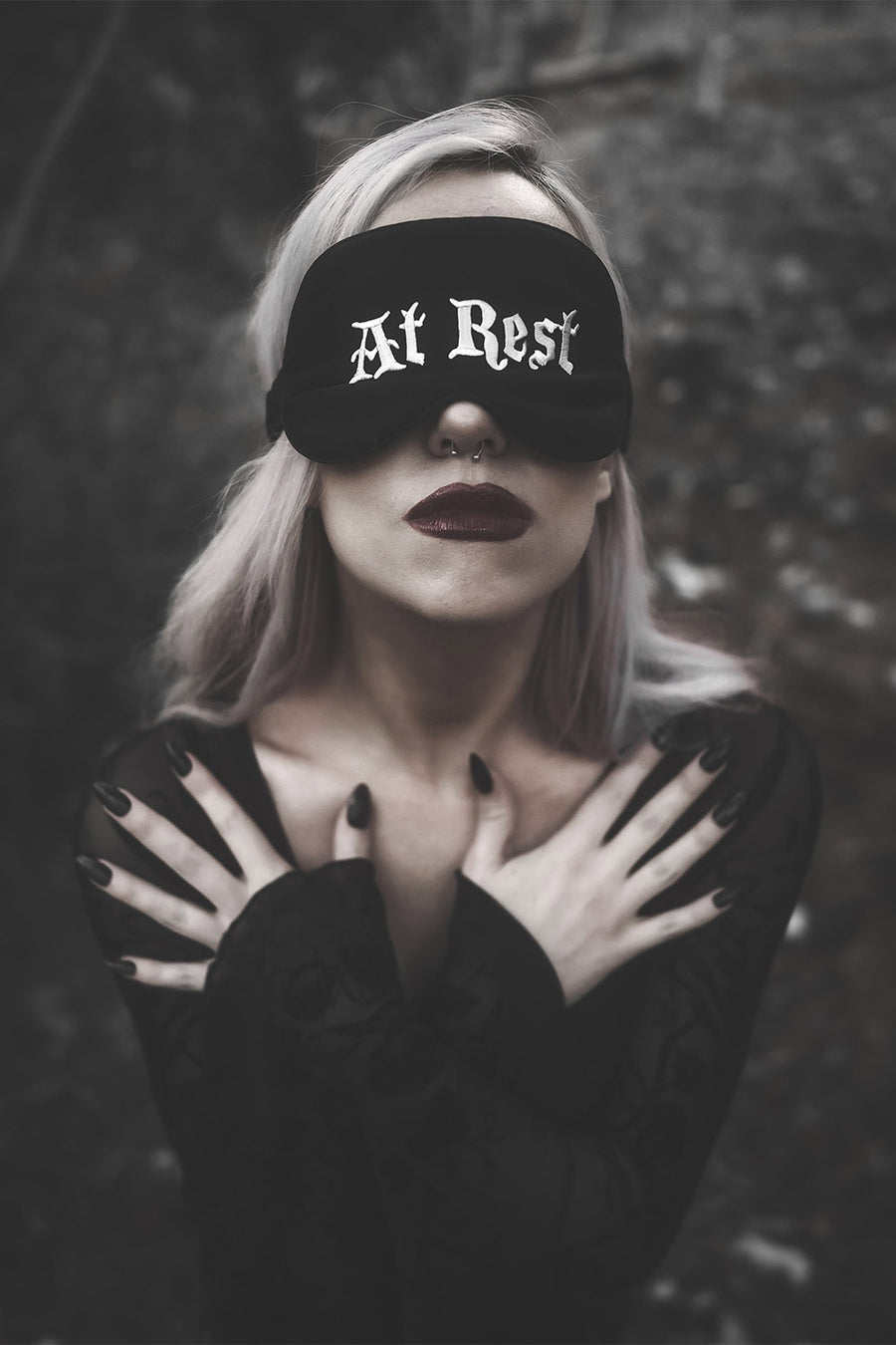 black vampire mulberry silk gothic sleeping mask
