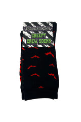 black and red knitted bat socks