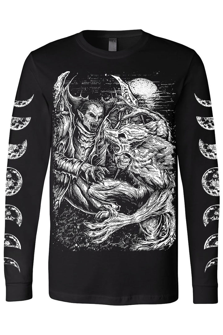 long sleeve shirt with moon phase sleeves
