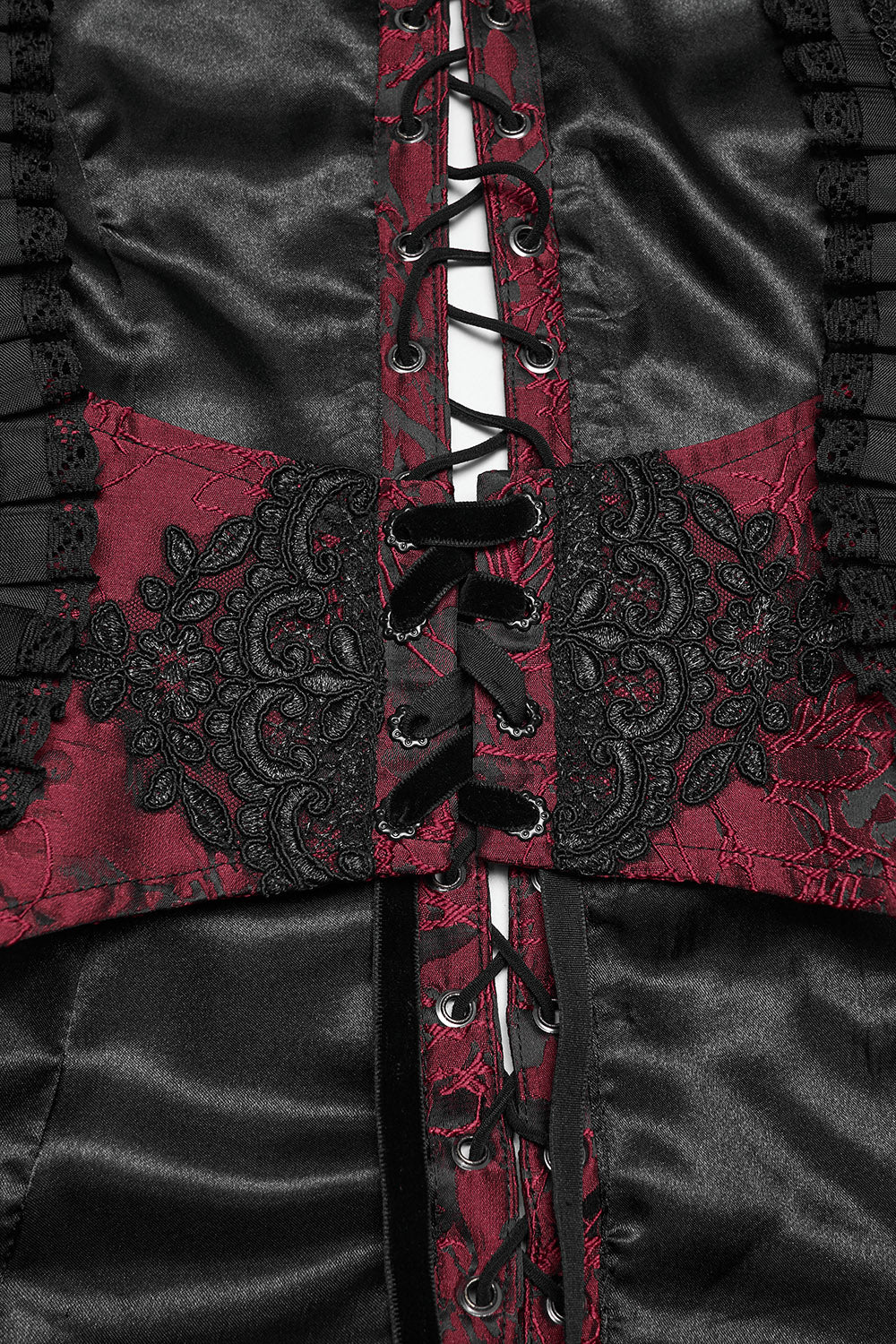womens vampire embroidered lace ruffled corset vest