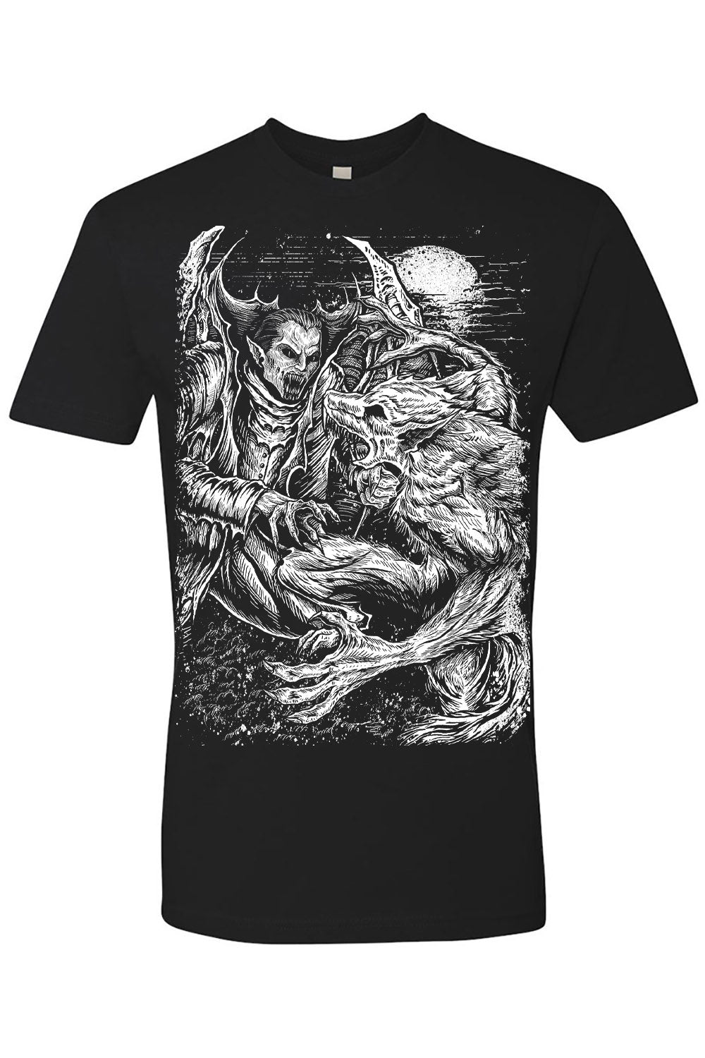vampire fighting werewolf t-shirt