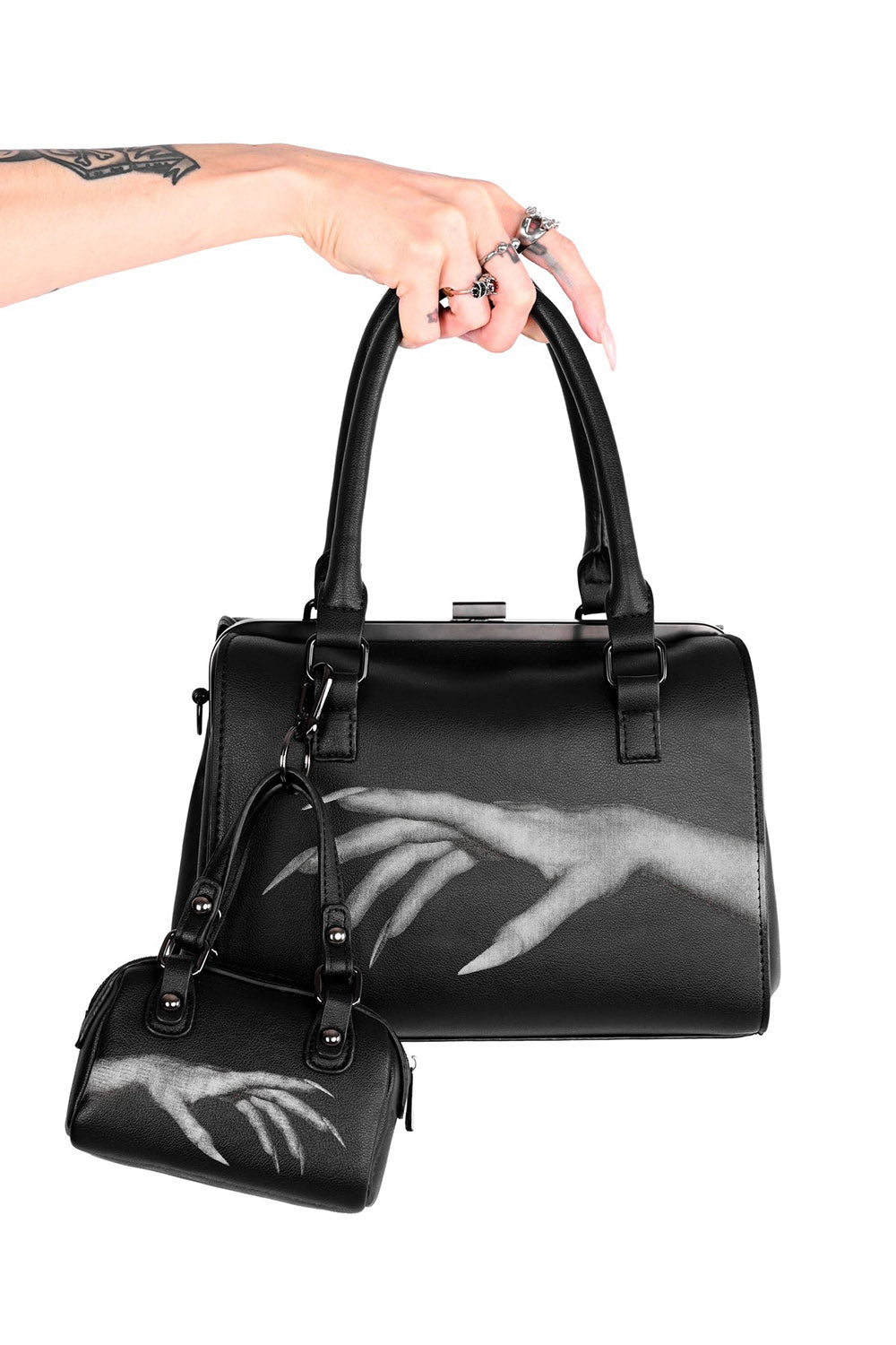 gothic black  horror handbag and mini keychain bag by foxblood