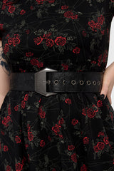 high waisted eyelet blak PU leather belt 