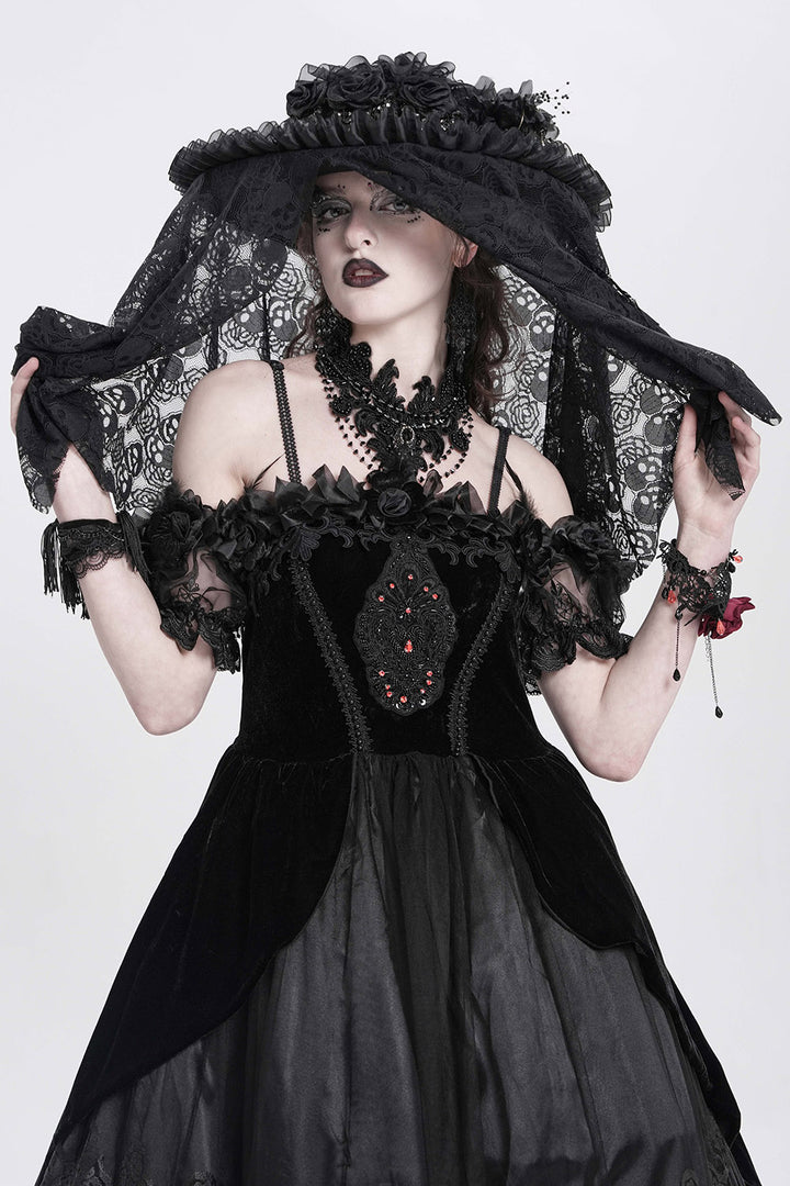 devil fashion lace veil hat