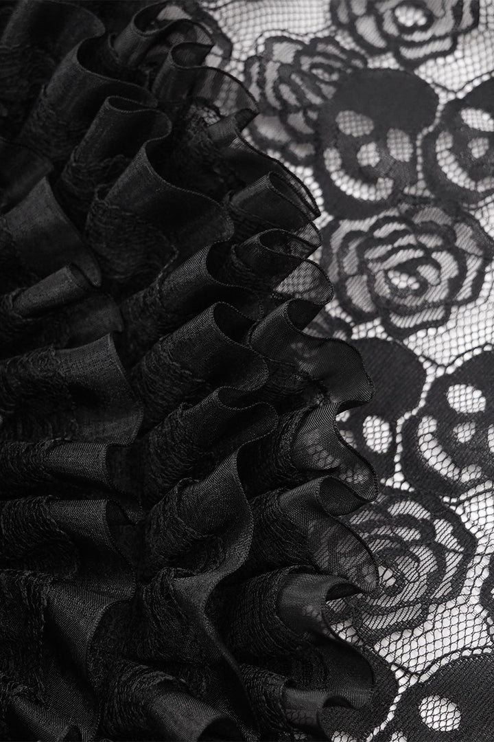 gothic ruffled lace skull hat by devil fashion