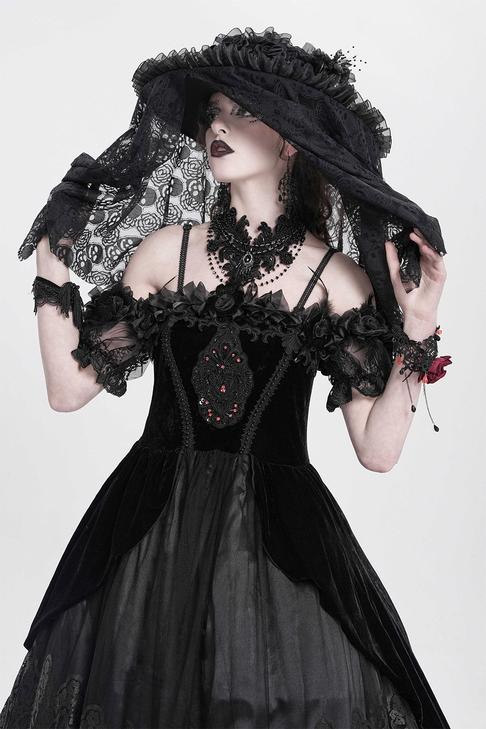 floral lace wide brimmed hat