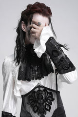 gothic black velvet damask gloves 