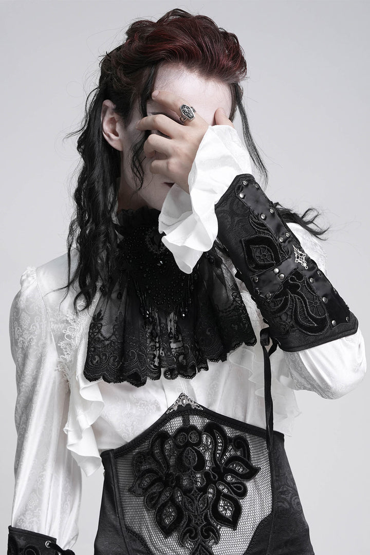 gothic black velvet damask gloves 