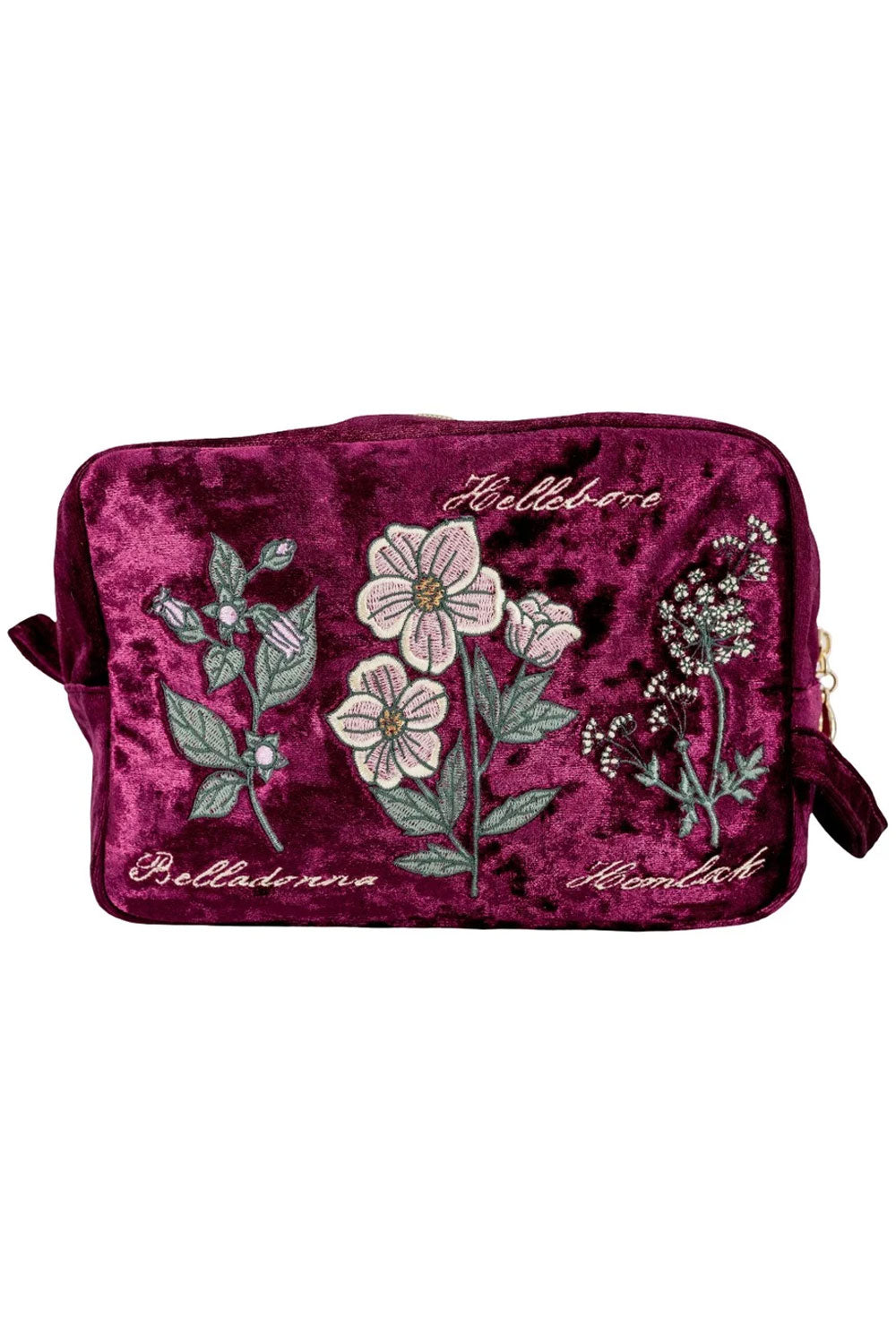 occult crushed deep red velvet make up bag 