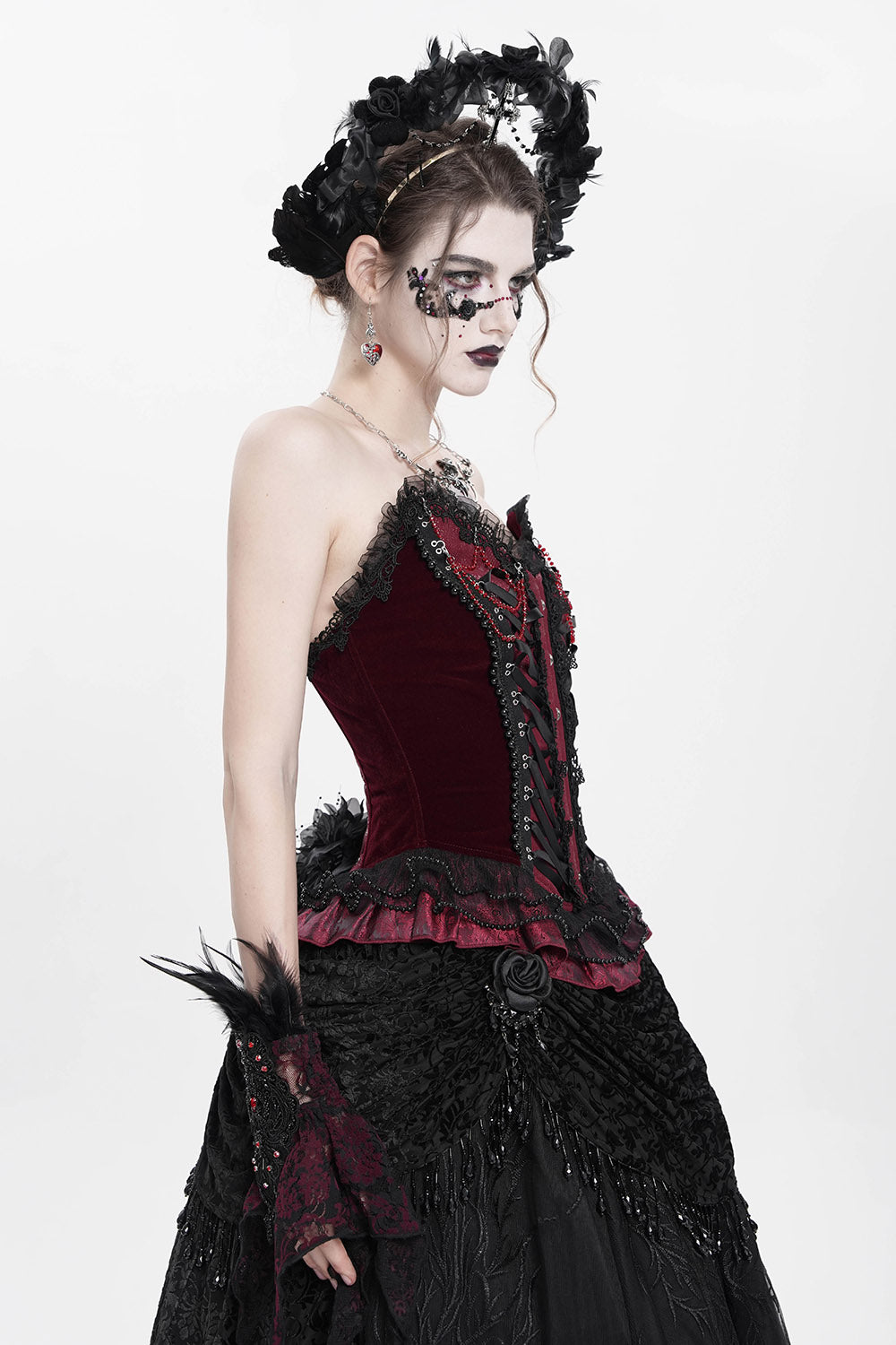 gothic womens lace-up top