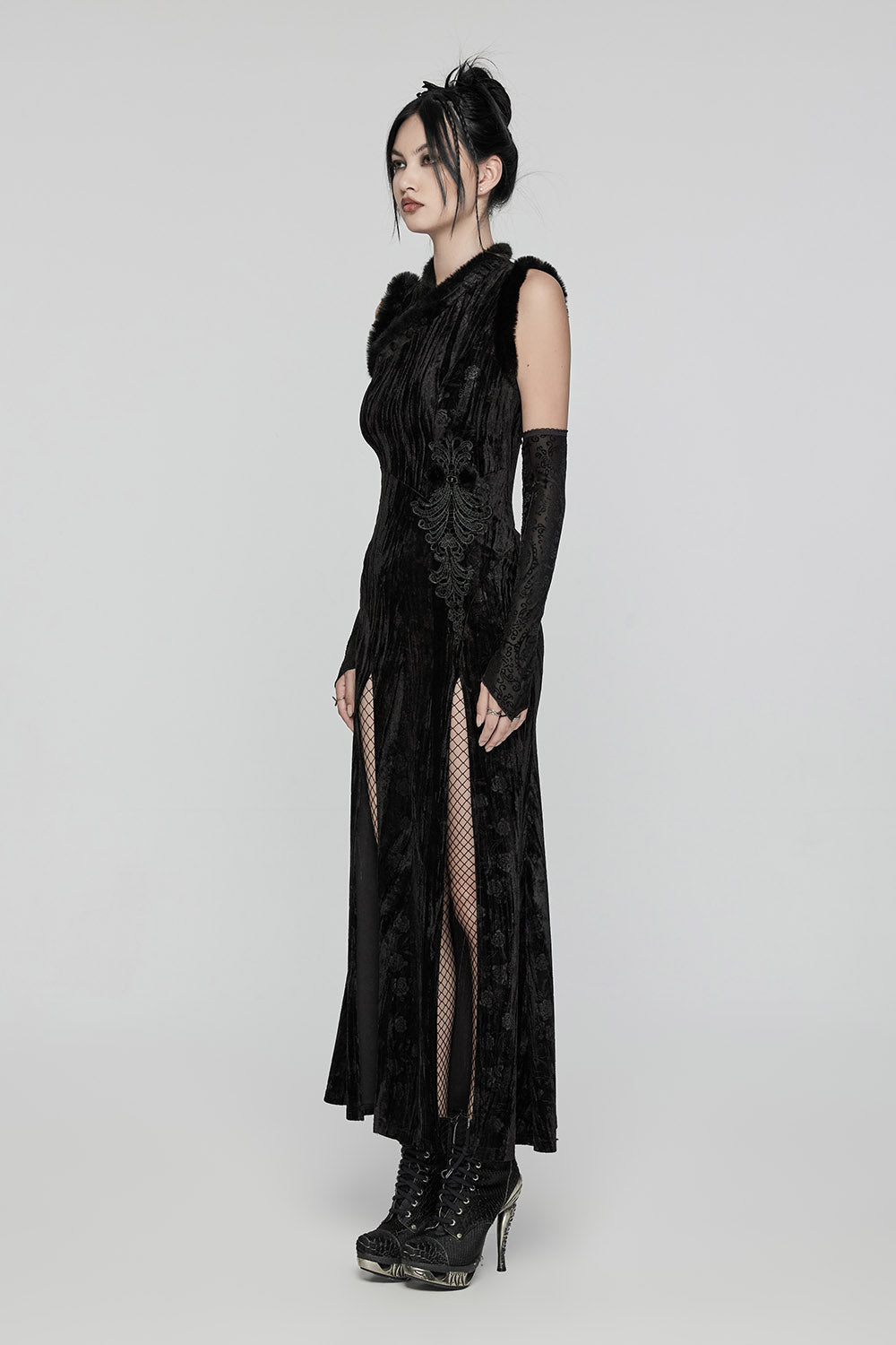 goth faux fur winter dress