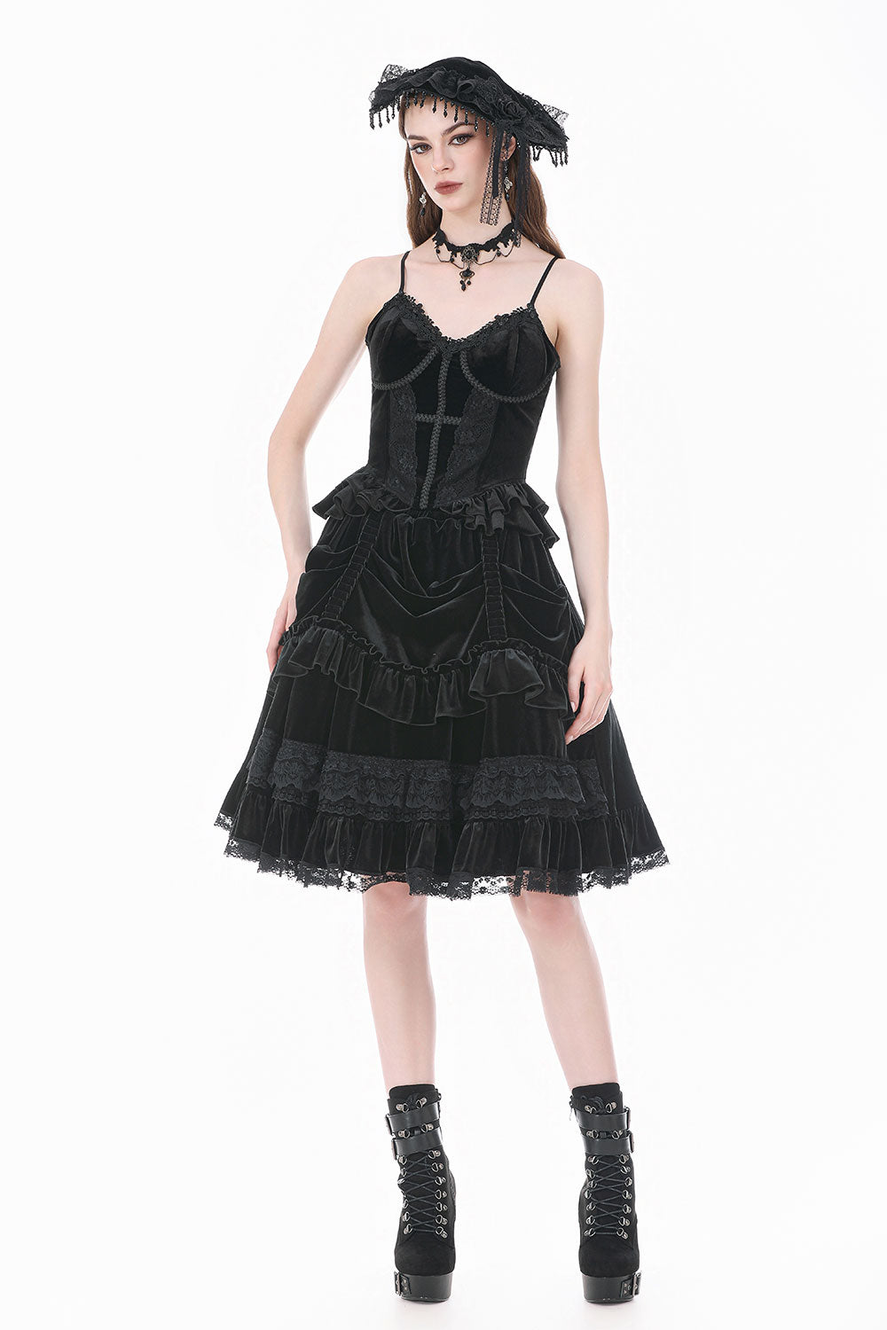 Lace Patchwork Coffin and Cross Trimmed Cami Top