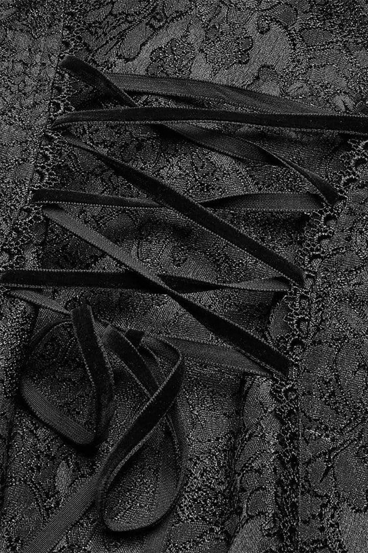 womens velvet damask high collar lace vest