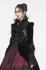 womens ruffled black velvet goth coat