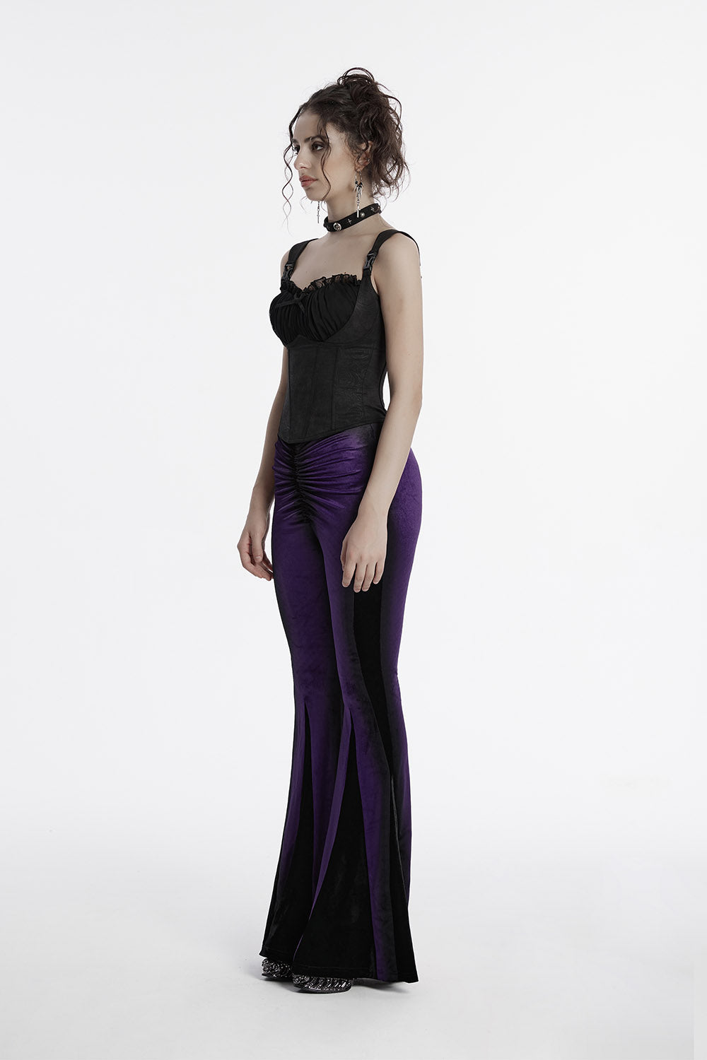 gypsy goth purple velvet flared pants by punk rave