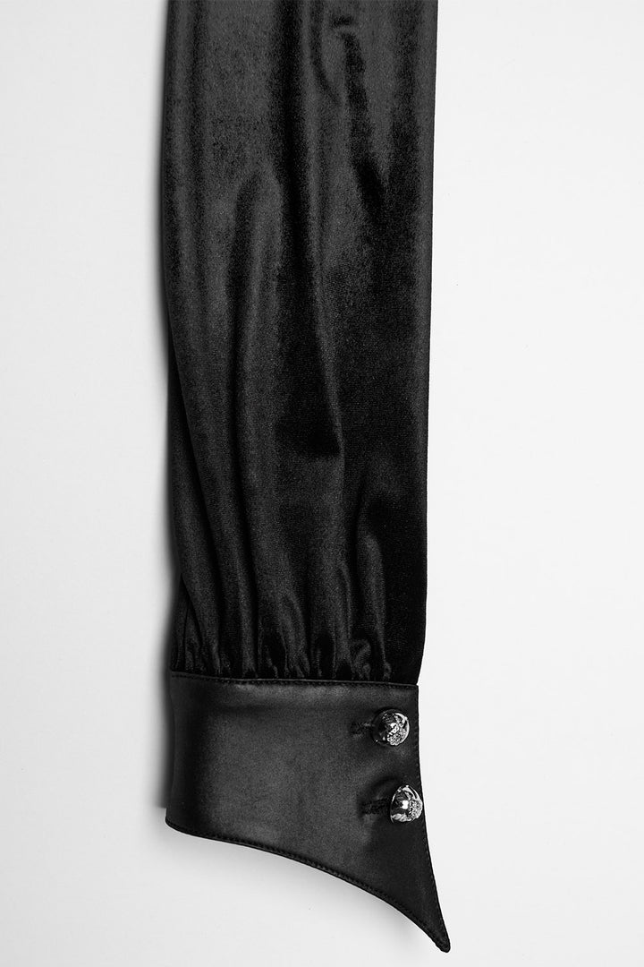 gothic collared top with pointed sleeve cuff