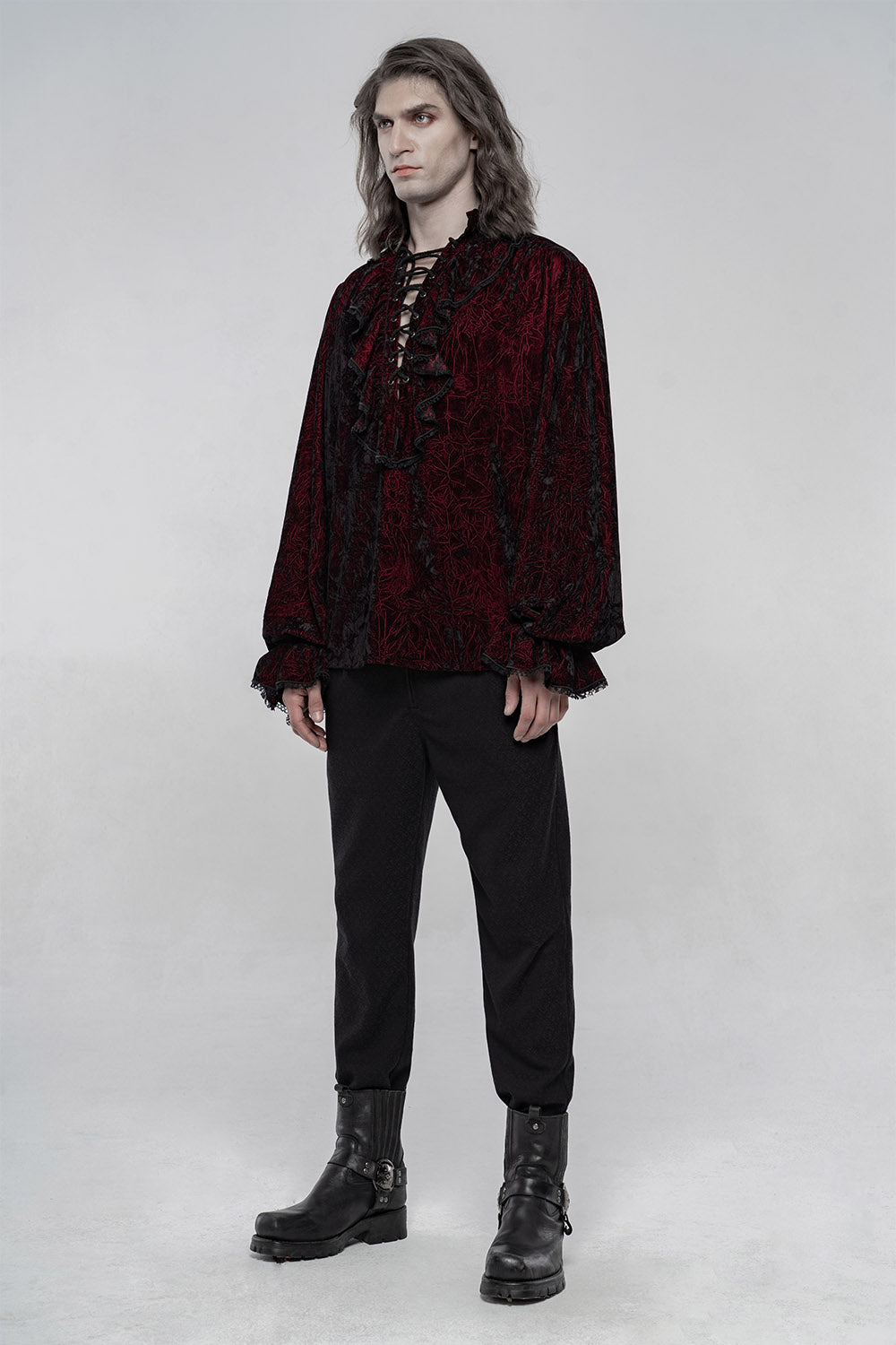 steampunk mens long sleeve vampire goth top