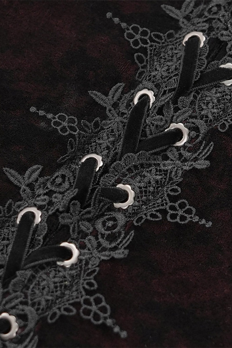 embroidered lace-up corset blouse