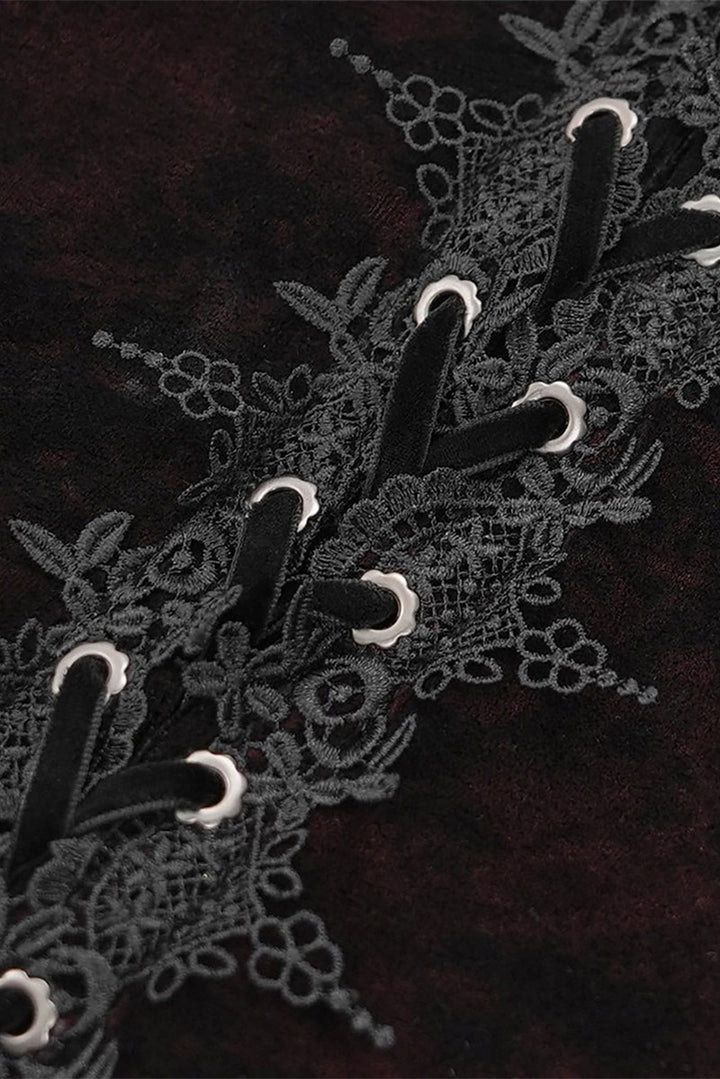 embroidered lace-up corset blouse