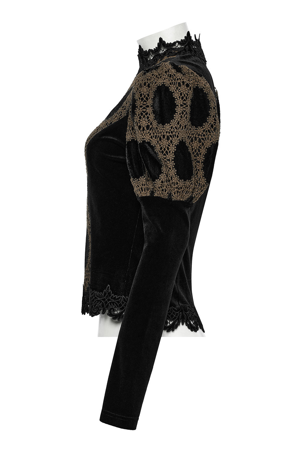 goth puff shoulder long sleeve lace top