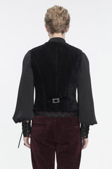 mens buckled gothic vest with beads and buttons 