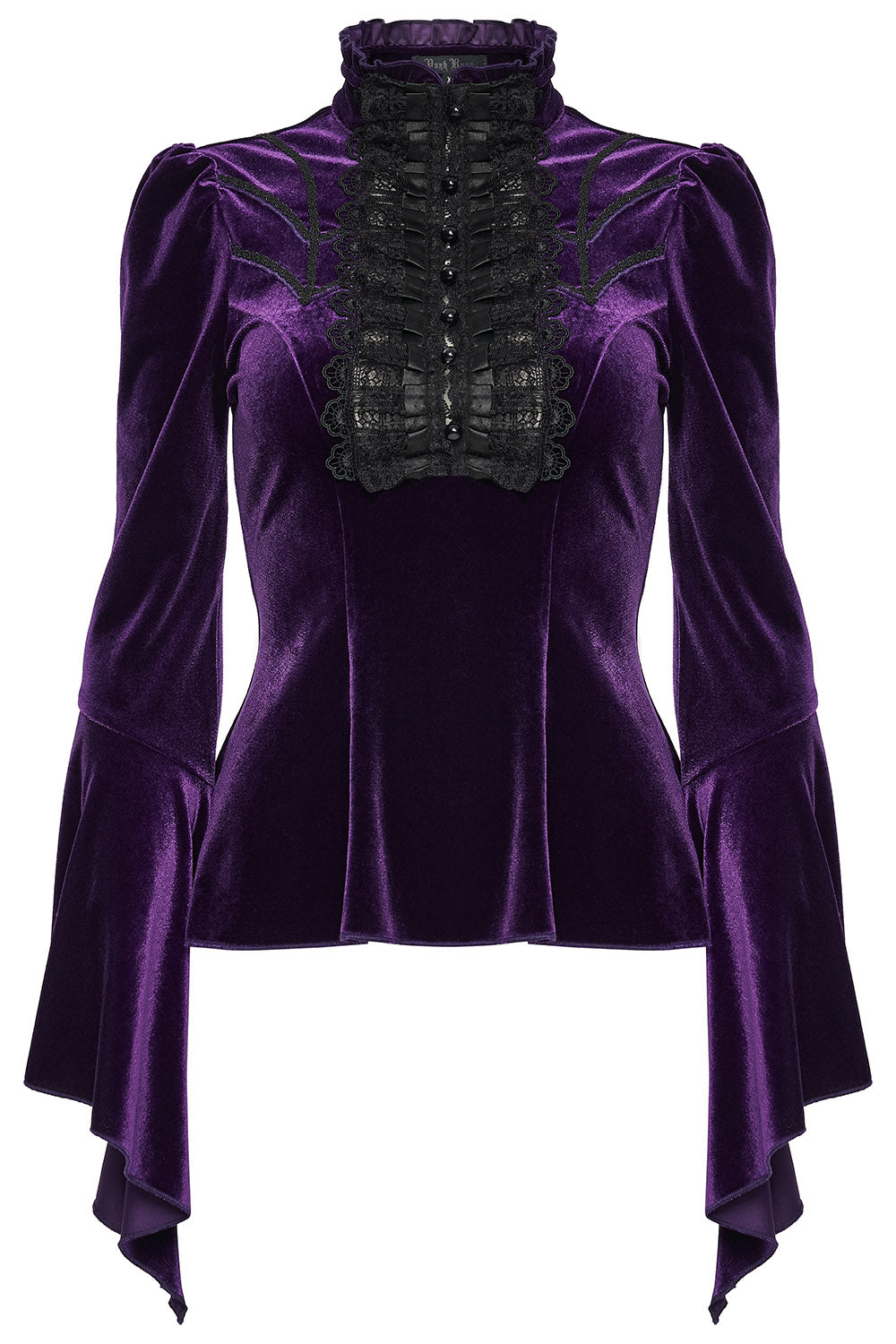 long flared sleeve gothic high ruffle collar top