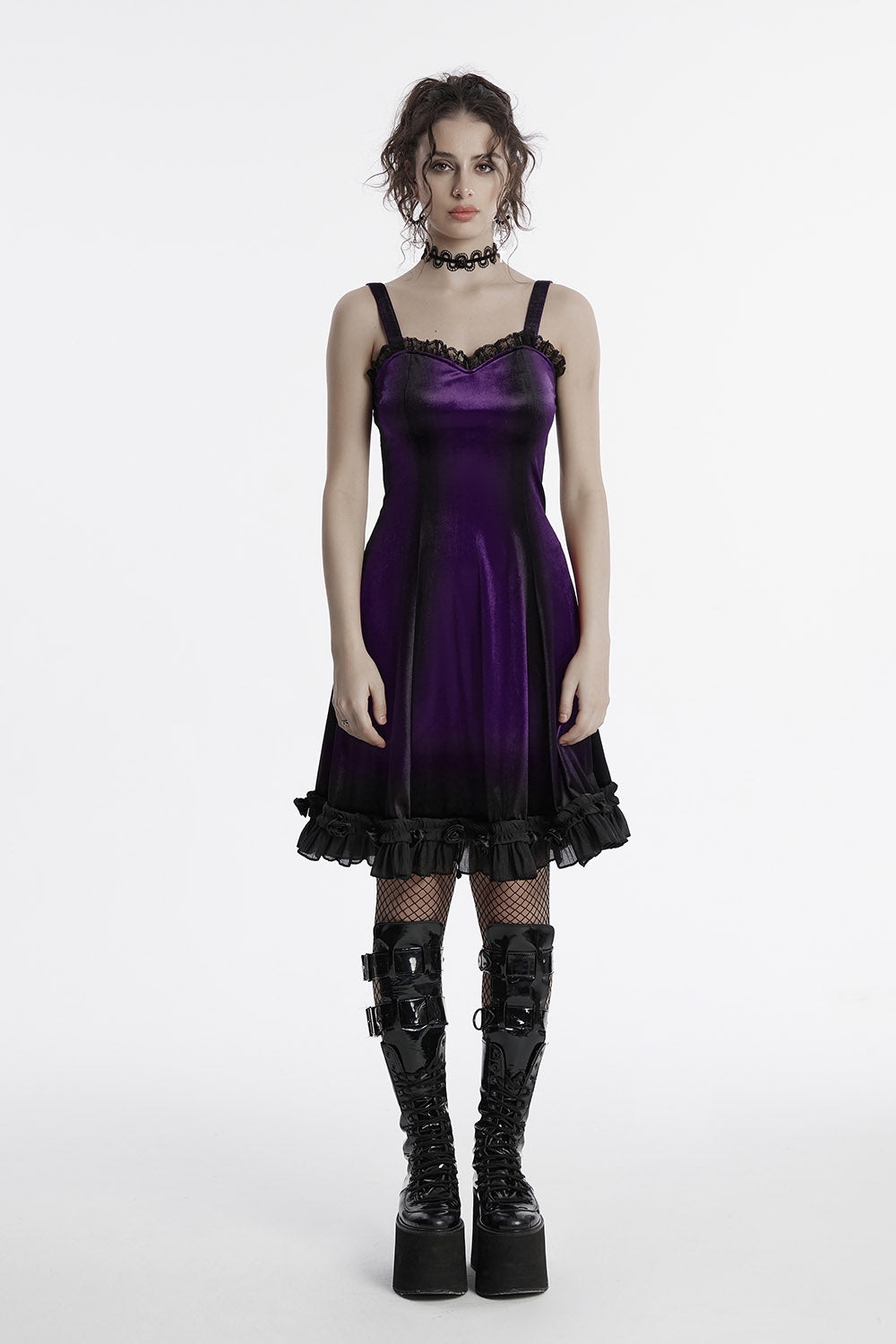 womens purple velvet mini dress