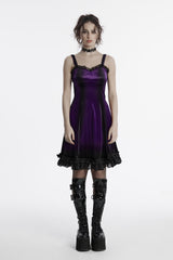 womens purple velvet mini dress