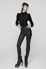 womens gothic slim-fit striped black skinny fit pants