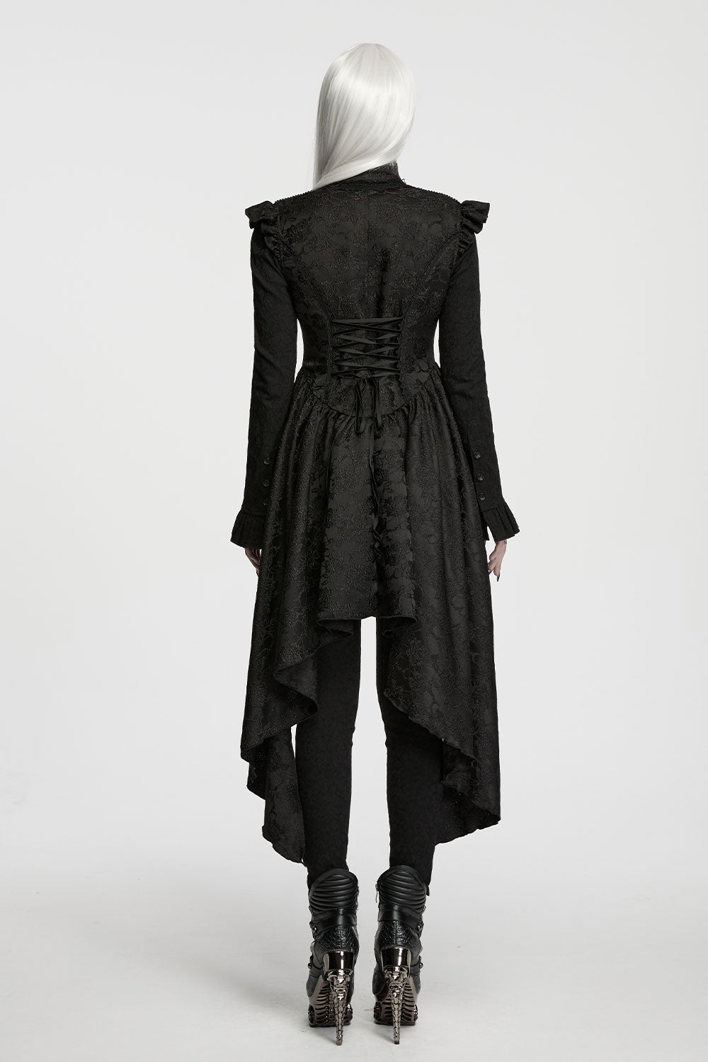 corset back lace and ruffle womens high low vest