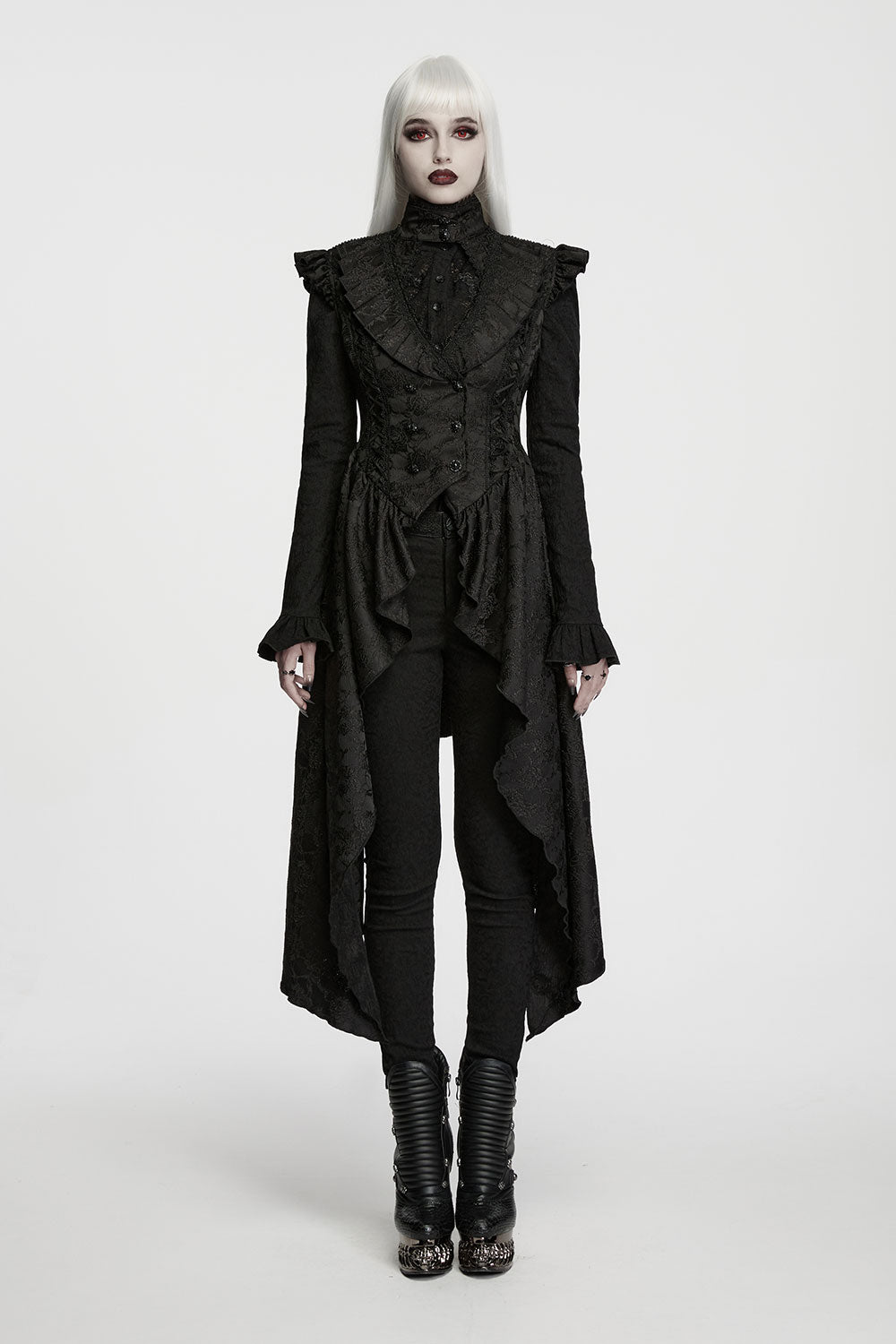 goth emo fashion vintage inspired high low vest for women in black