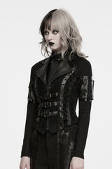 goth punk womens vest with buckle front and corset lace up back