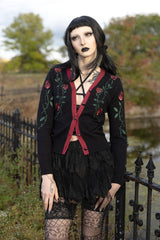 embroidered rose cardigan sweater 