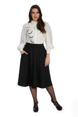cuffed pointed collar gothic long sleeve blouse