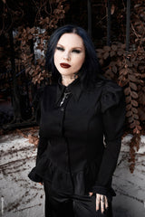 peplum long sleeve puff shoulder gothic blouse