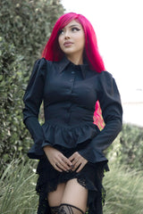 puff shoulder peplum victorian blouse