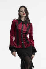 red velvet gothic long sleeve button up shirt