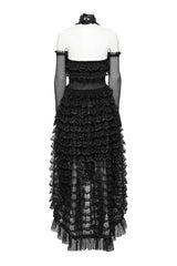 womens black ruffled goth wedding gown