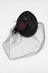 goth emo veil with feathers and rose