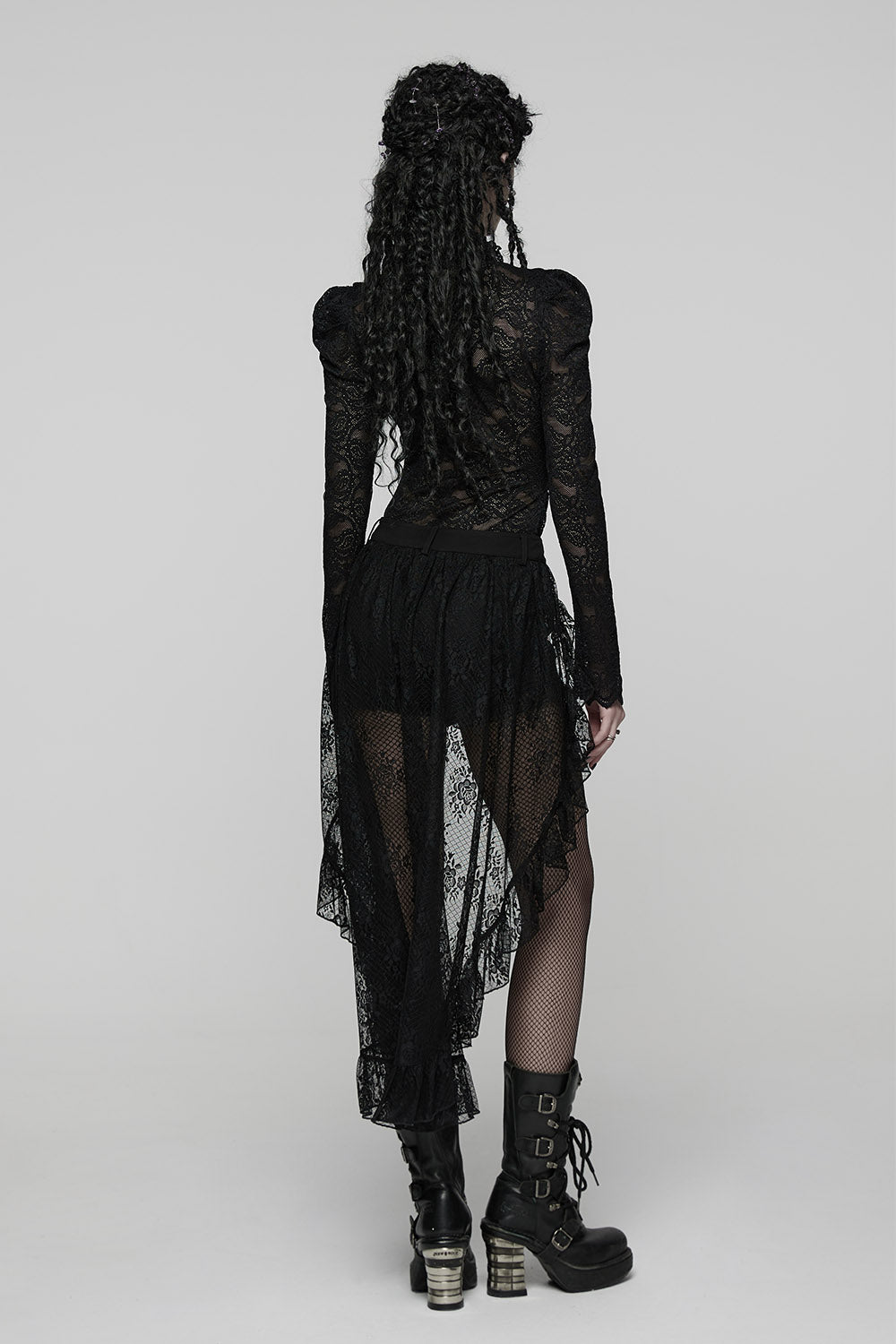 womens mid-rise gothic shorts with attached ruffle skirt by punk rave 