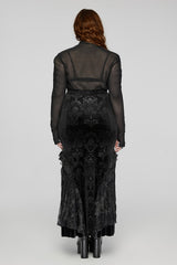 womens flocked velvet skirt