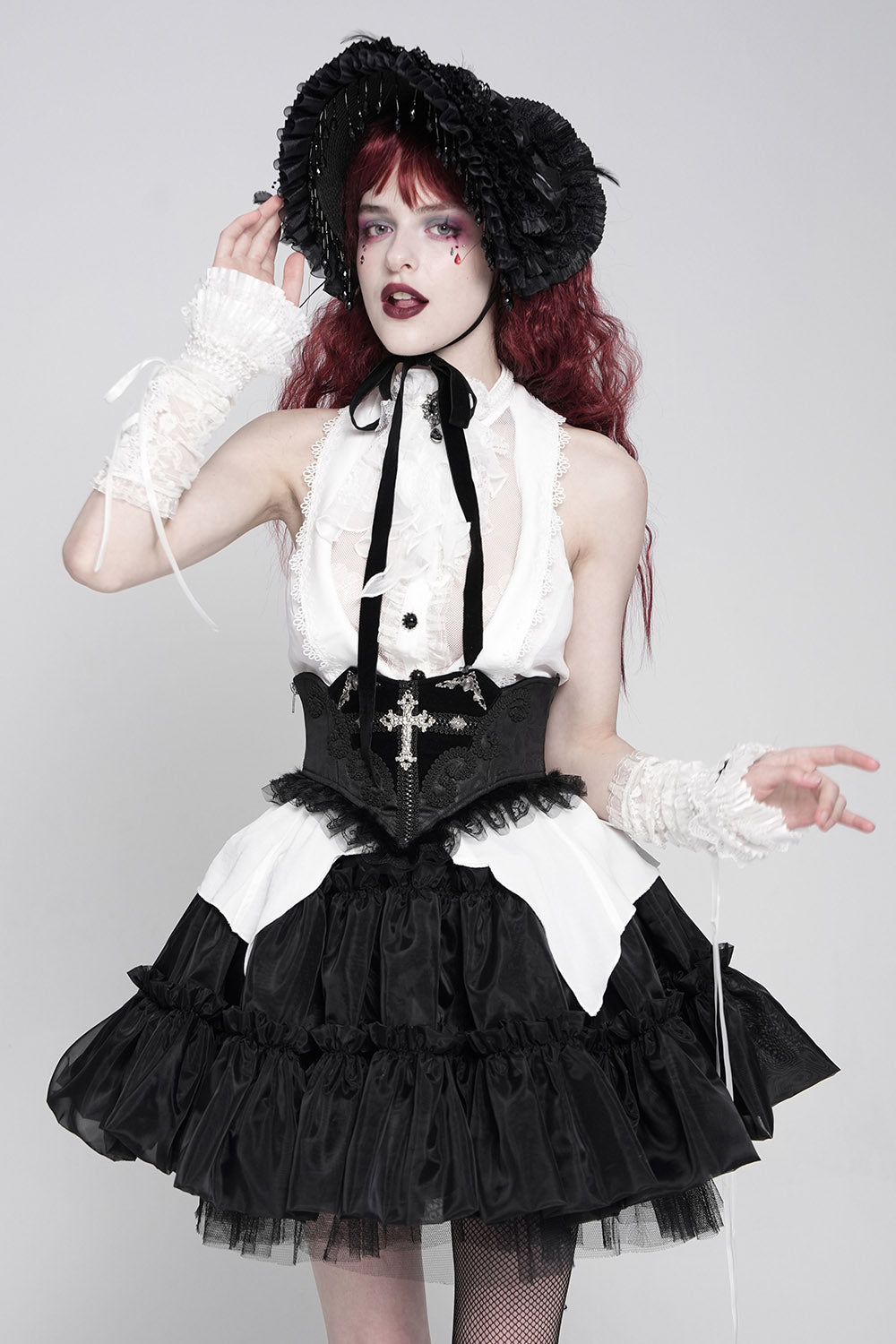 rurumu: ルルムウ 23SS fan lacing corset ブラック Embroidered Rosary Damask Corset – VampireFreaks