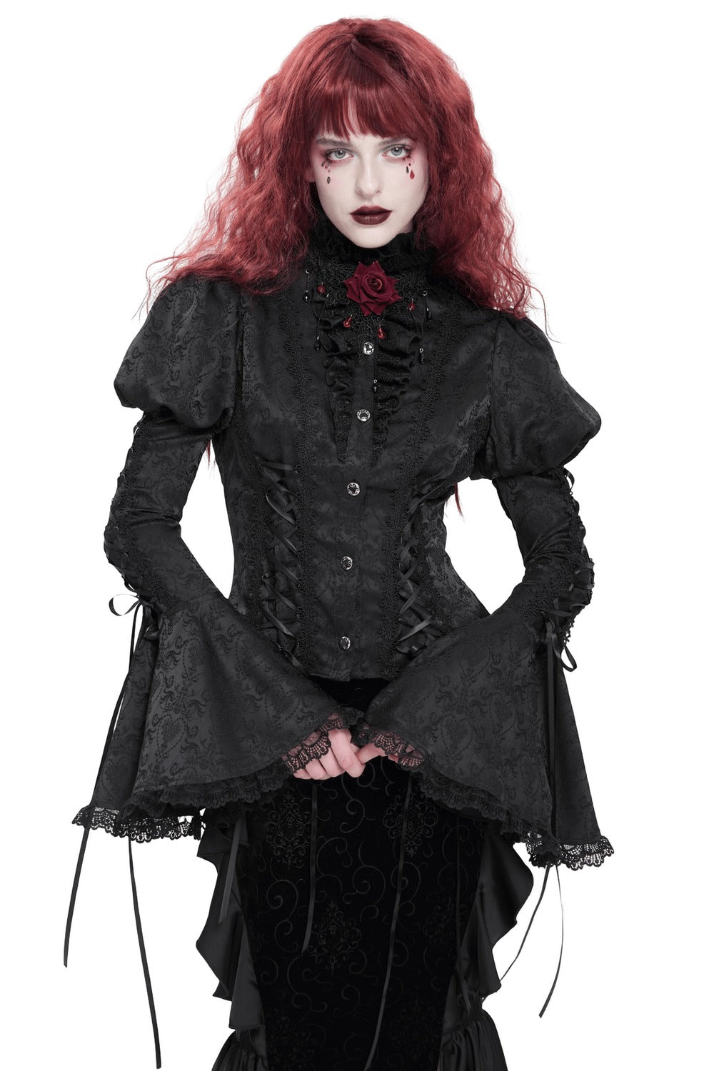 womens puff shoulder gothic blouse