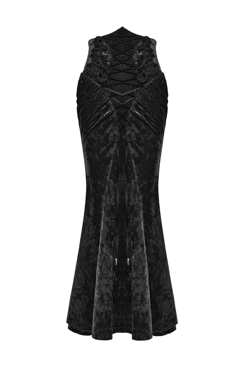 womens romantic gothic lace-up velvet vampire skirt