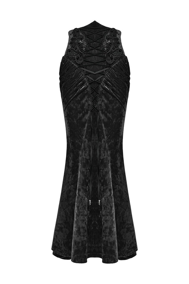 womens romantic gothic lace-up velvet vampire skirt